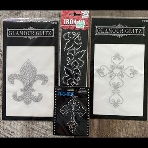 Fleur De Lis & Crosses Iron On Rhinestones Bundle